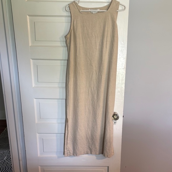 Vintage Linen Blend Cream Sleeveless Maxi Dress - Picture 1 of 6